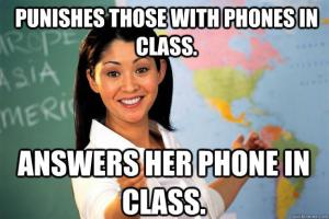 teacher on phone